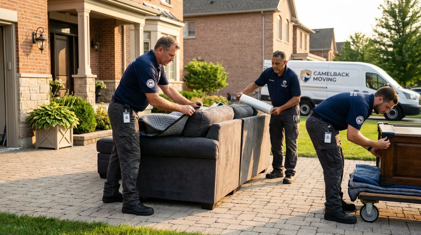 Large estate moving crew wrapping furniture in Allegan, MI